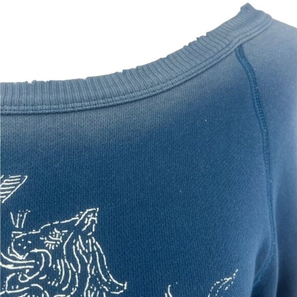 Vintage Free People Blue Printed Lion & The Coat Of Arms Sweater Tunic - Picture 3 of 9